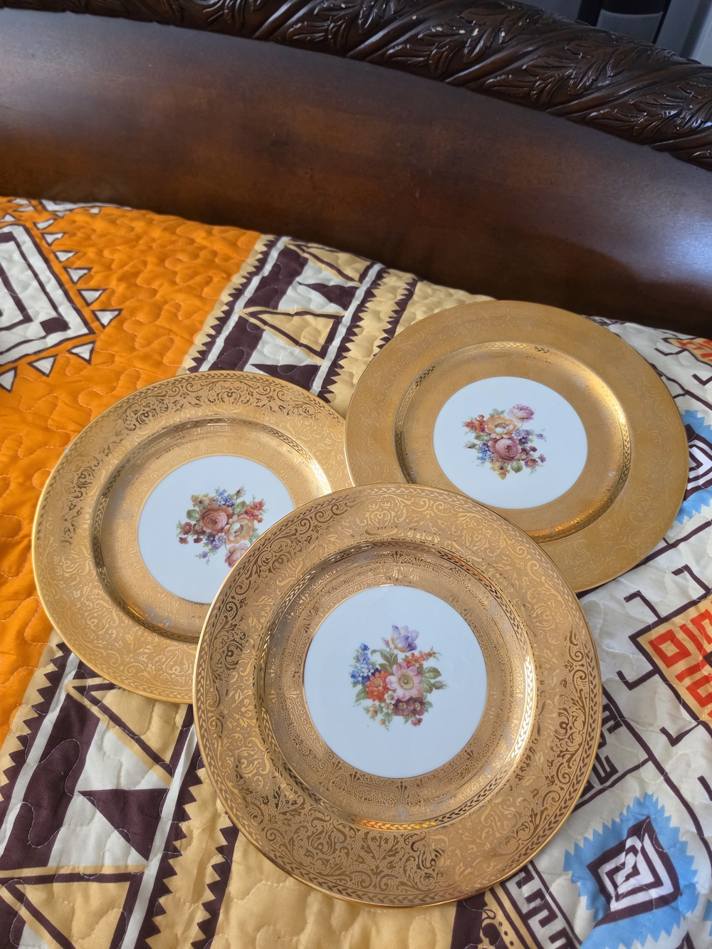Gold Floral Charger Plates - Set of 3